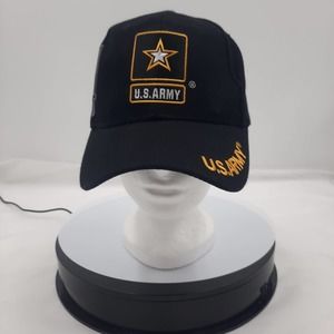 US ARMY Black w/embroidered patches adjustable hook loop back